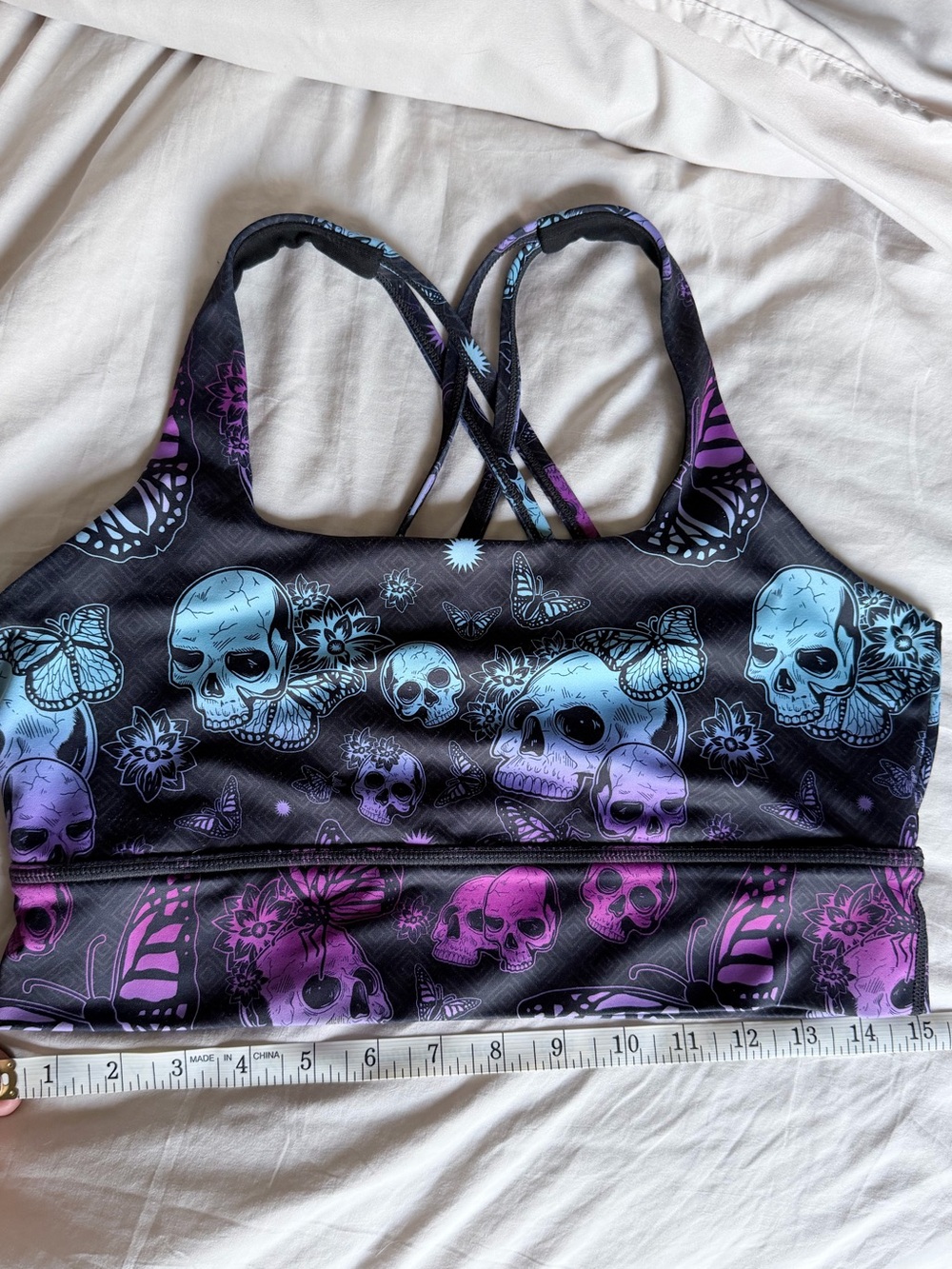 Constantly Varied Gear CVG “Pretty Deadly” Butterfly Skulls Sports Bra Large - Picture 4 of 4